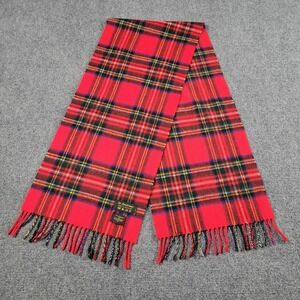 St Andrews Scarf Red Tartan Plaid Cashmere Merino Wool Fringe Scotland